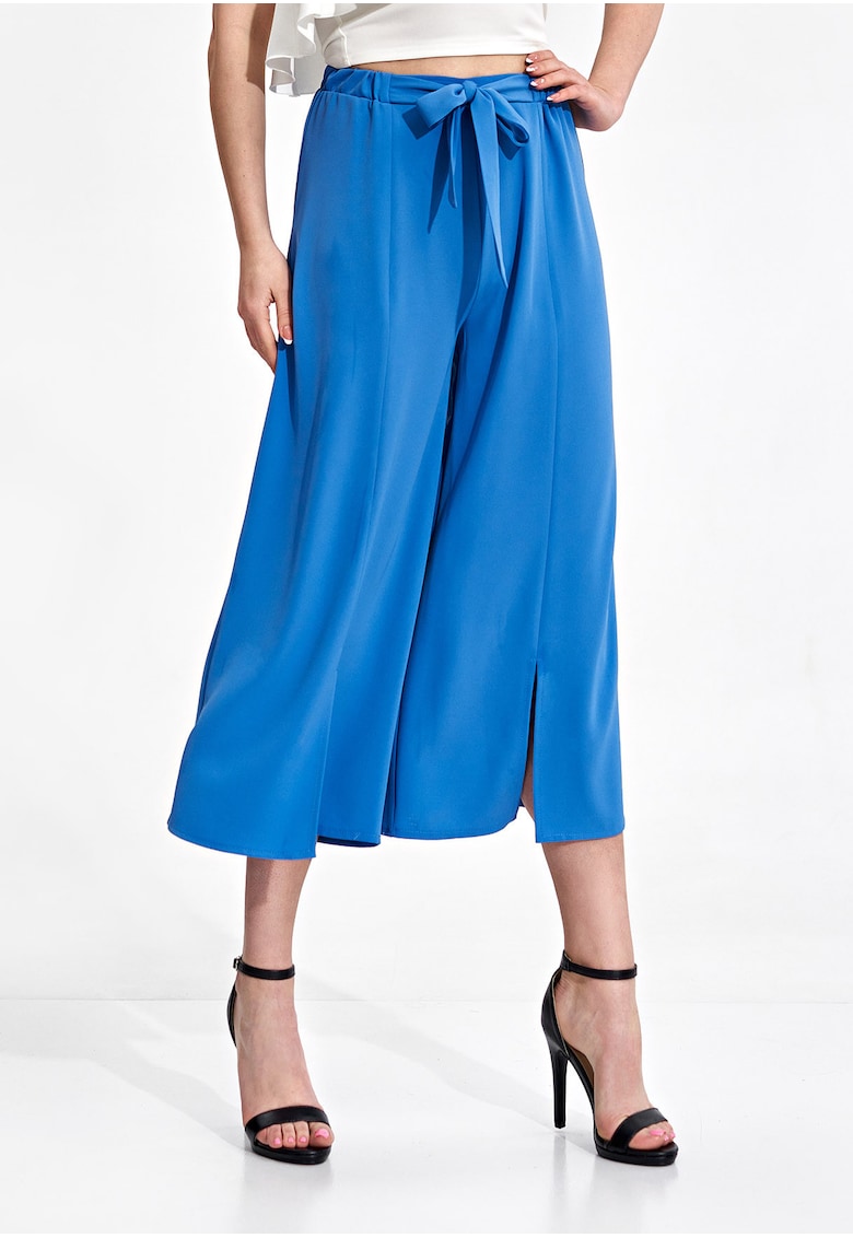 Pantaloni dama - eleganti - albastru - poliester