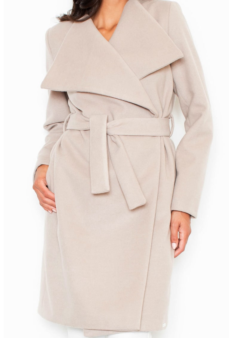 Palton dama M408 - Poliester/Viscoza - Bej