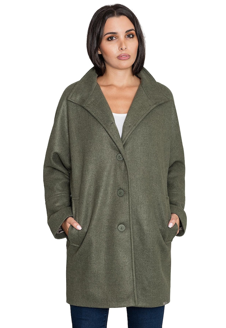 Palton dama M589 - Poliester/Viscoza - Verde -