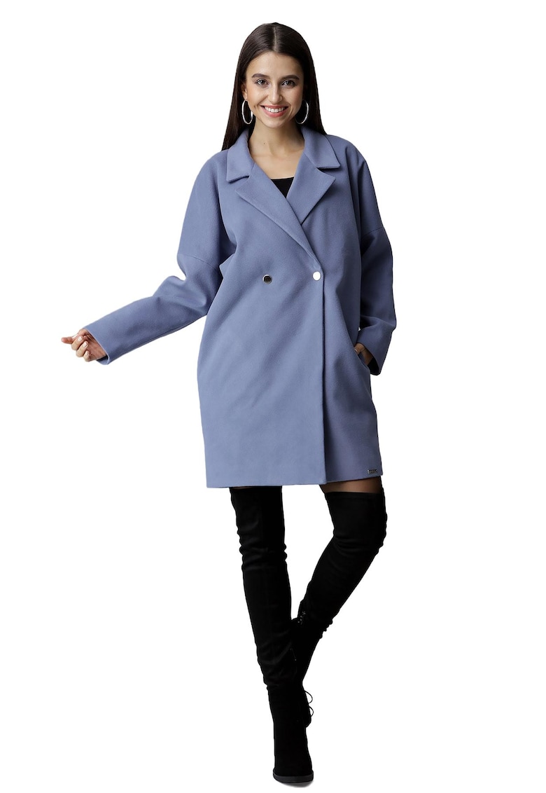 Palton dama M625 - Poliester/Viscoza - Albastru