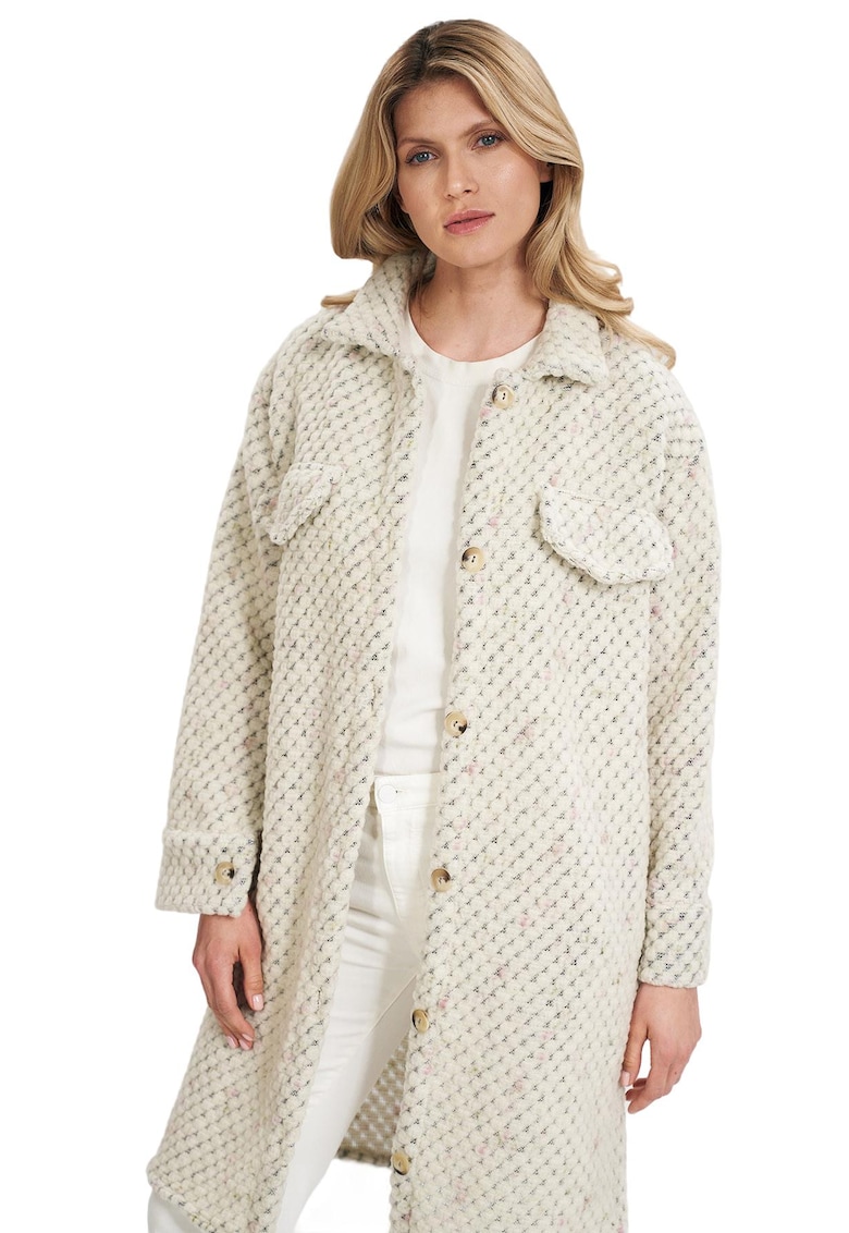 Palton dama M808 - Poliester/Acril - Ecru -