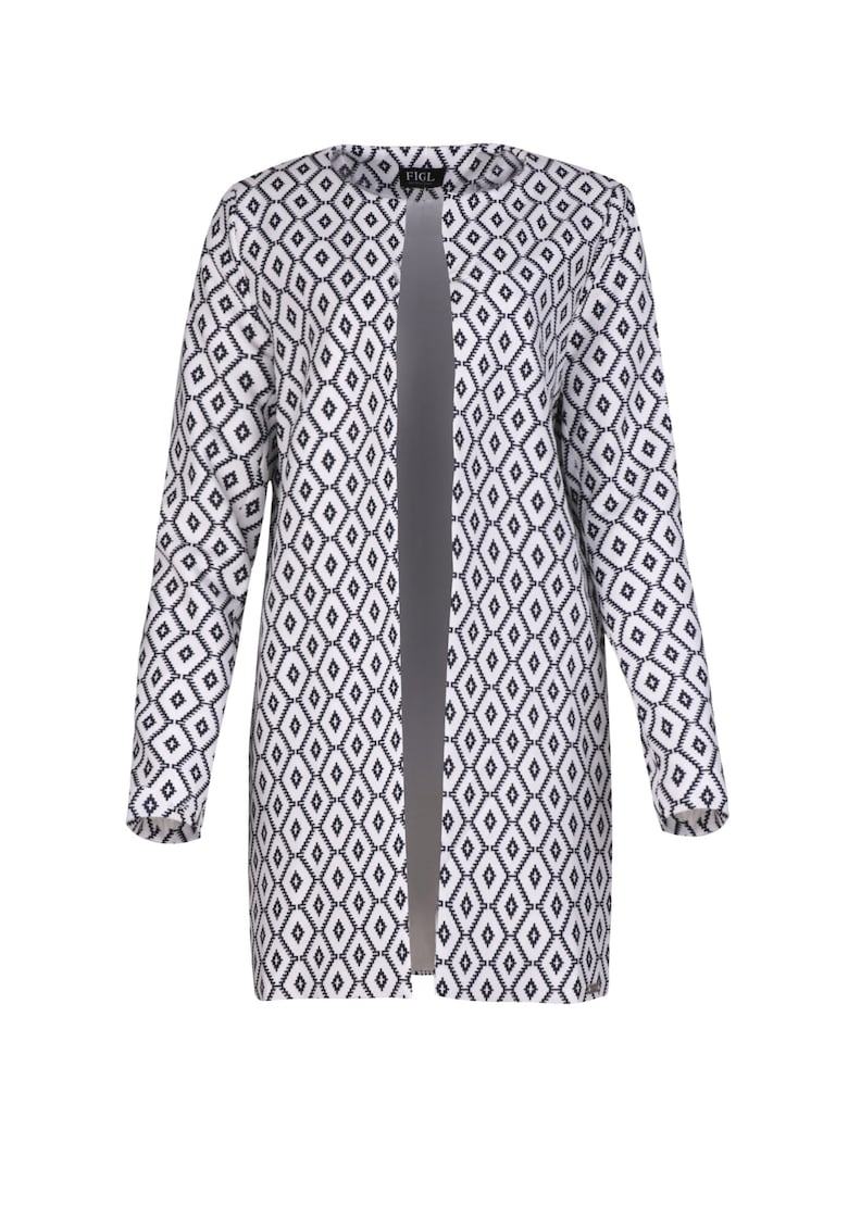 Palton dama M551 - Poliester/Viscoza - Negru/Alb