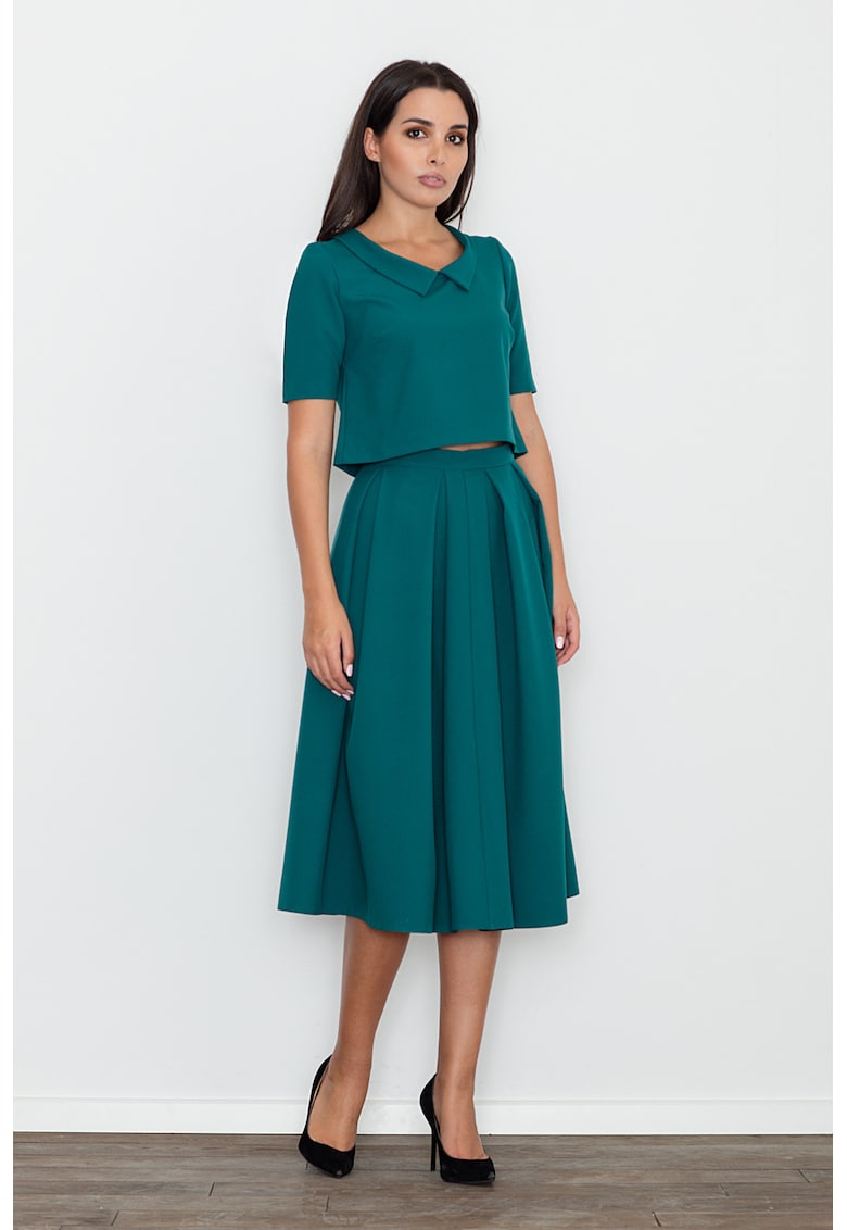 Set dama fusta si bluza - verde - poliester 100%