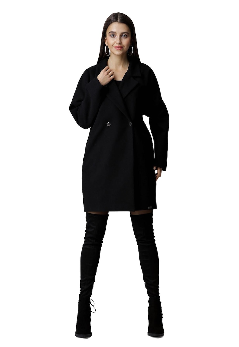 Palton dama M625 - Poliester/Viscoza - Negru -