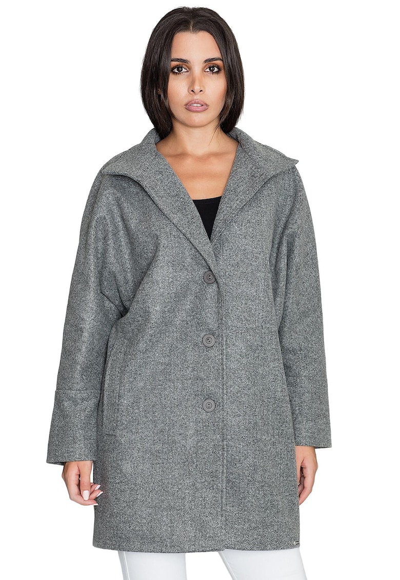 Palton dama M589 - Poliester/Viscoza - Gri -