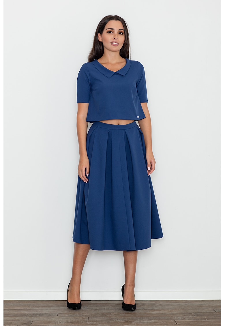 Set dama - fusta si bluza bleumarin