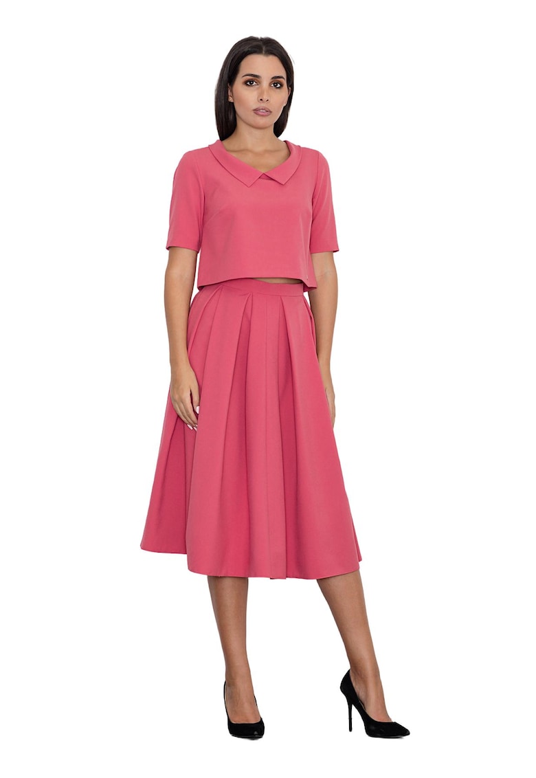 Set dama M579 - fusta si bluza - culoare coral - poliester 100% -