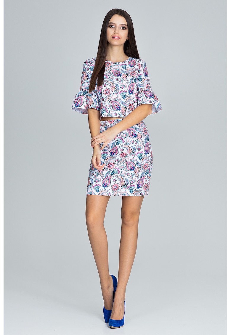 Set costume dama - bluza cu volane - fusta creion -