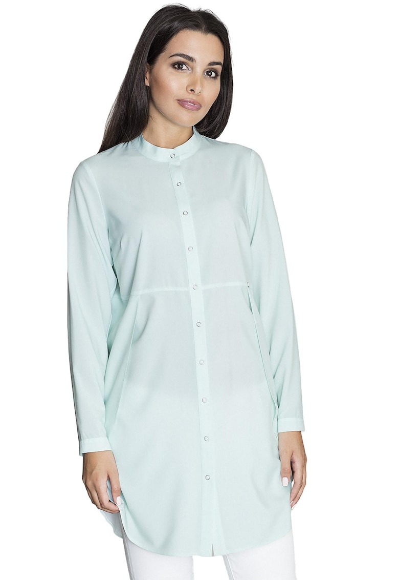 Camasa lunga M545 - supradimensionata - verde - poliester - eleganta Camasa lunga M545 - supradimensionata - verde - poliester - eleganta