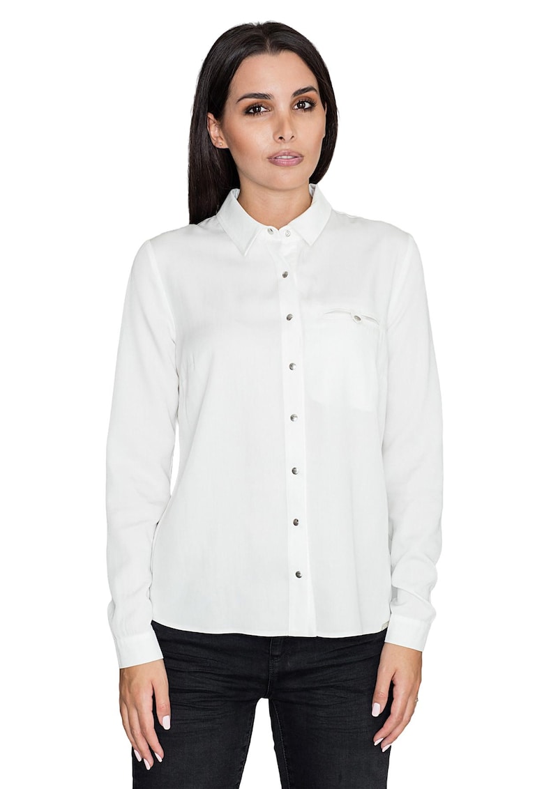 Camasa eleganta de dama  M581 - alb - din viscoza - maneci lungi - pentru birou si ocazii speciale