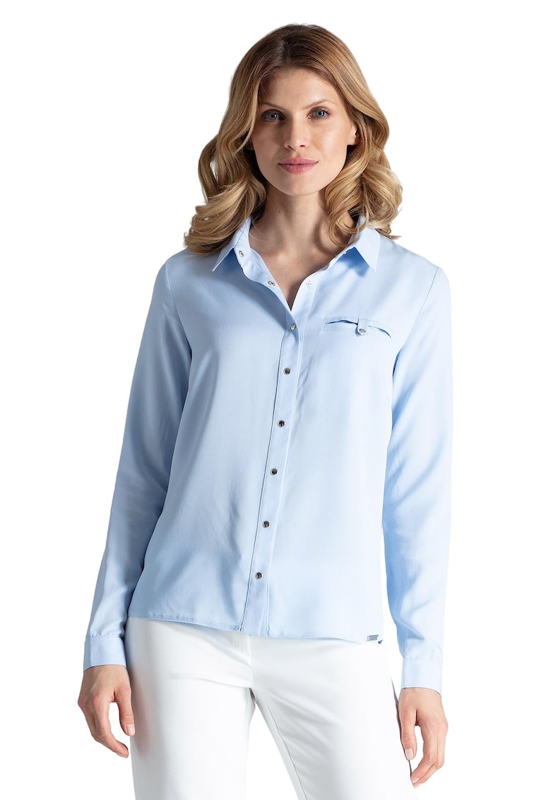 Camasa de dama  M581 - eleganta - albastra - din viscoza - cu maneci lungi