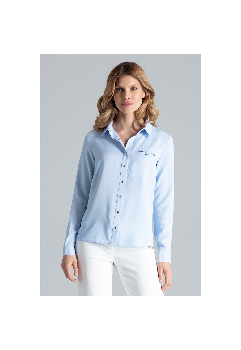 Camasa eleganta pentru femei -  model M581 - albastra - viscoza - maneci lungi -