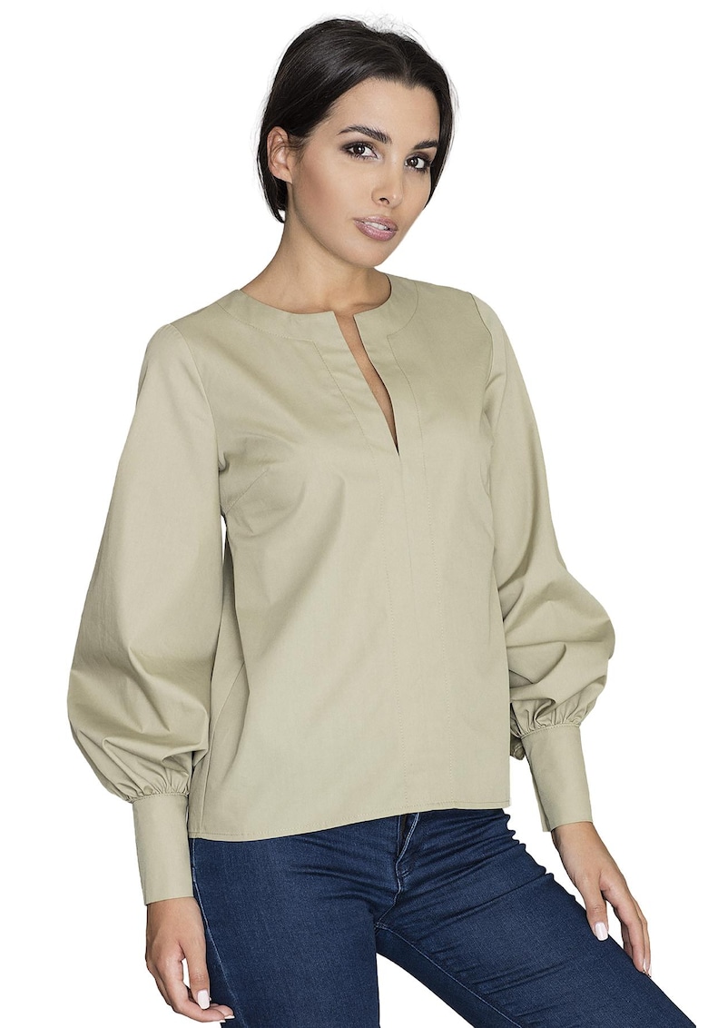 Bluza dama M561 - maneci bufante - verde maslina - bumbac-poliester