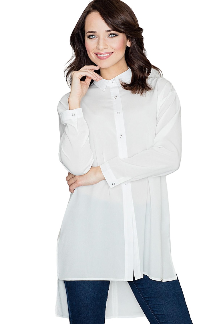 Camasa dama  K293 - alb - poliester/elastan/viscoza - maneci lungi -