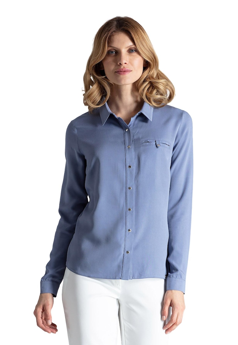 Camasa eleganta de dama  M581 - albastra - din viscoza - maneca lunga -