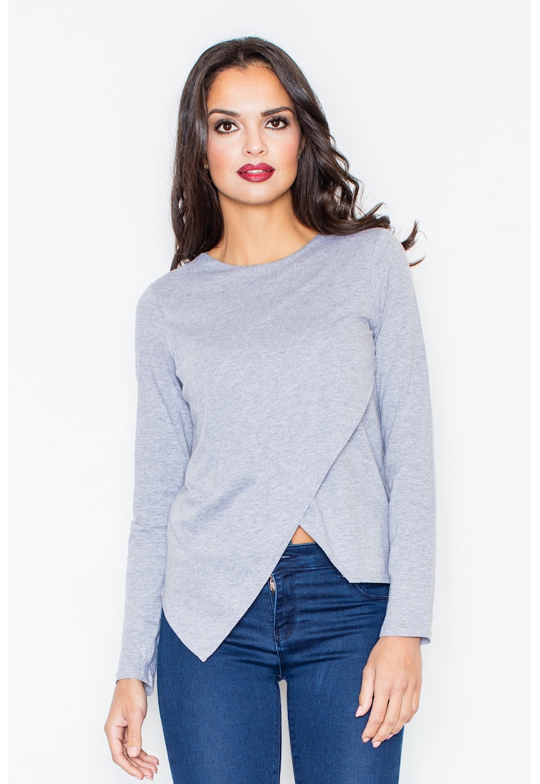 Bluza dama -  Asimetrica - Poliester/Elastan/Viscoza - Albastru deschis -