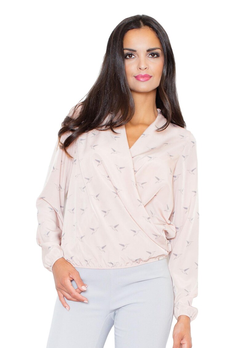 Bluza dama - M371 - eleganta - maneci lungi - roz - poliester