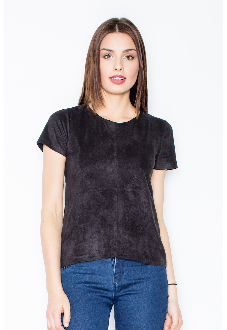 Tricou dama - Poliester/Elastan - Cu fermoar - Negru