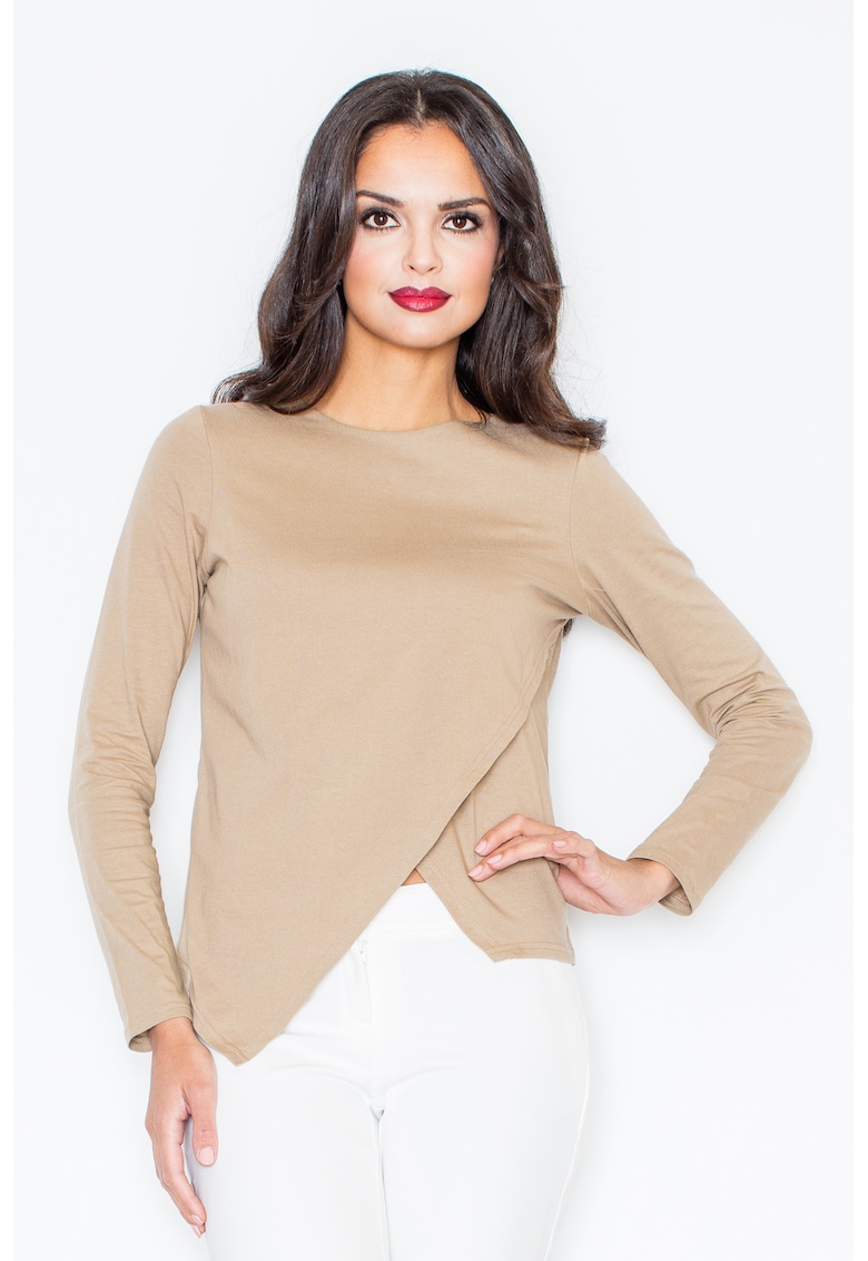 Bluza dama -  Asimetrica - Poliester/Elastan/Viscoza - Crem -