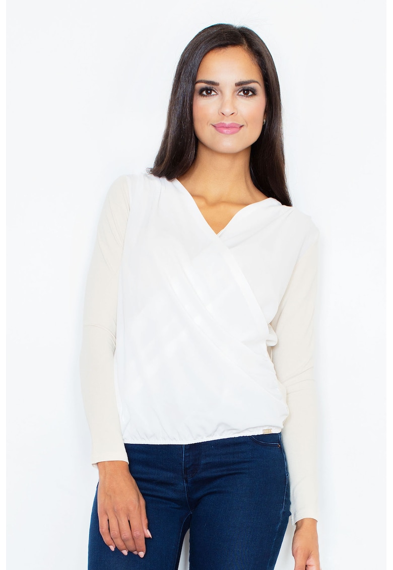 Bluza dama -  Viscoza/Elastan - Alb/Bej