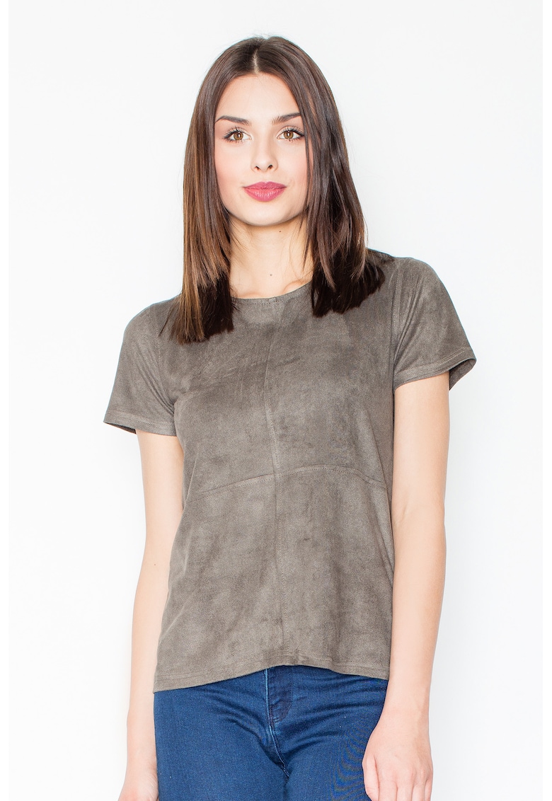 Tricou dama - Poliester/Elastan - Cu fermoar - Masliniu