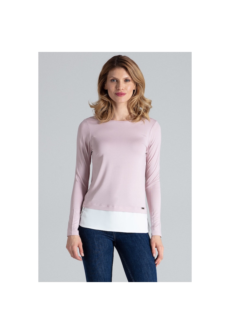 Bluza dama M374 - roz - maneca lunga - viscoza - croiala regulata