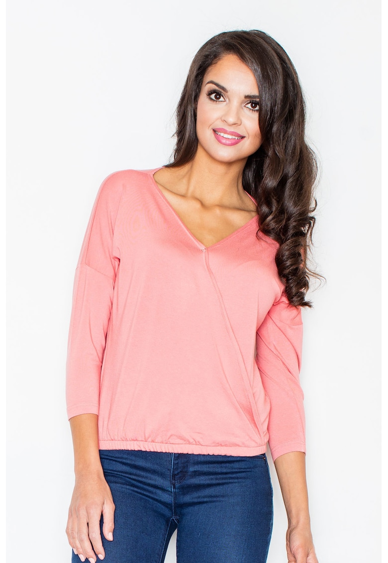 Bluza dama - Viscoza/Elastan - Decolteu V - Corai -