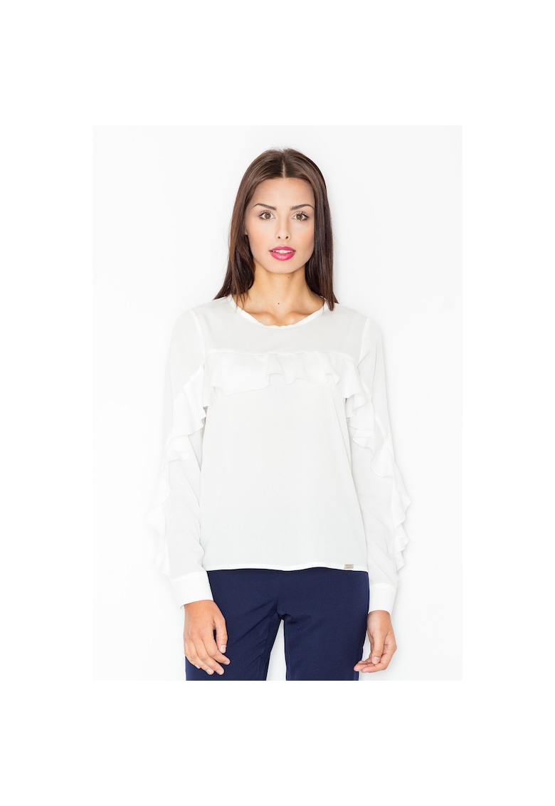 Bluza dama - M466 - eleganta - maneca lunga - bej - poliester -