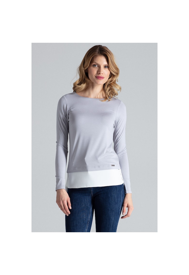 Bluza dama M374 - maneca lunga - gri inchis - viscoza de inalta calitate -