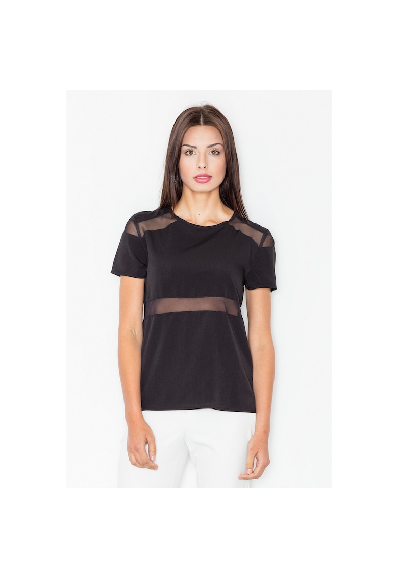 Bluza dama M468 - neagra - maneca scurta - poliester - elastan -