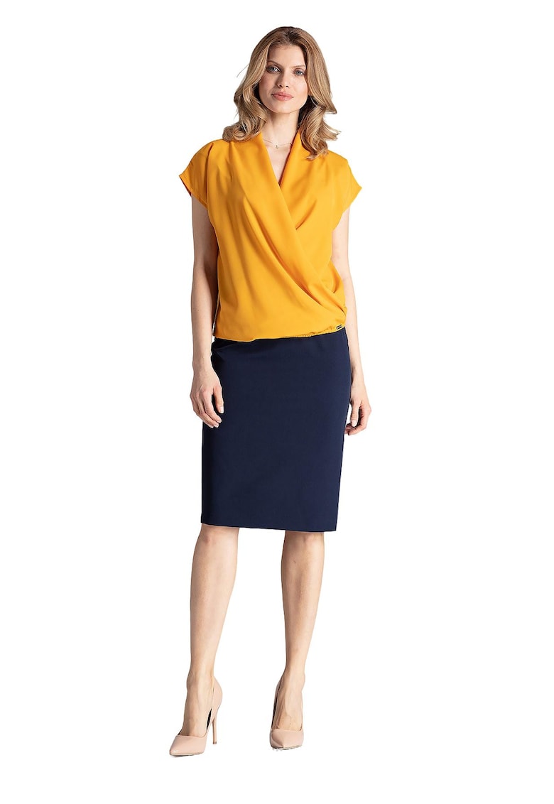 Bluza eleganta dama M652 - Poliester/Elastan - Galben -