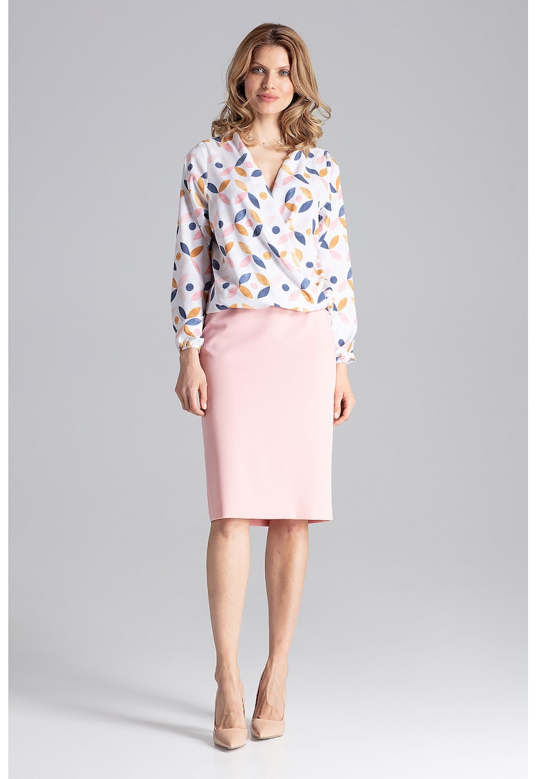 Bluza dama eleganta - Maneca lunga - Poliester/Elastan - Multicolor