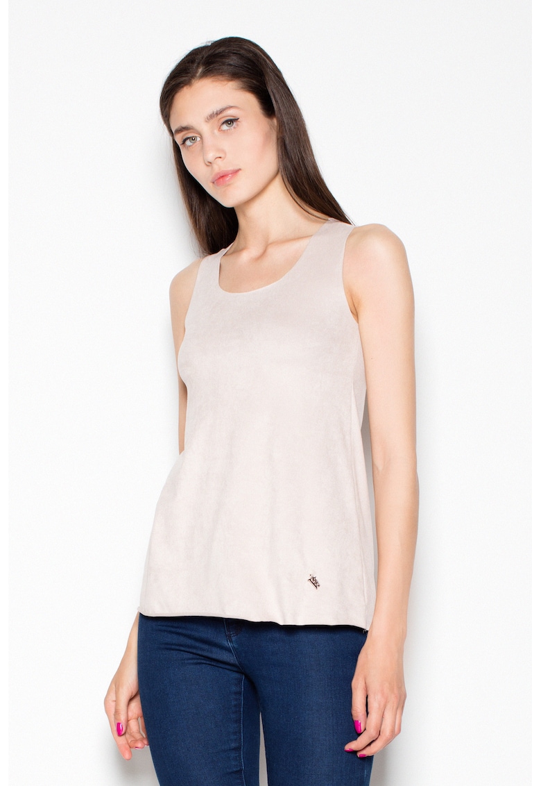 Bluza dama - Poliester/Elastan - Fara maneci - Bej -