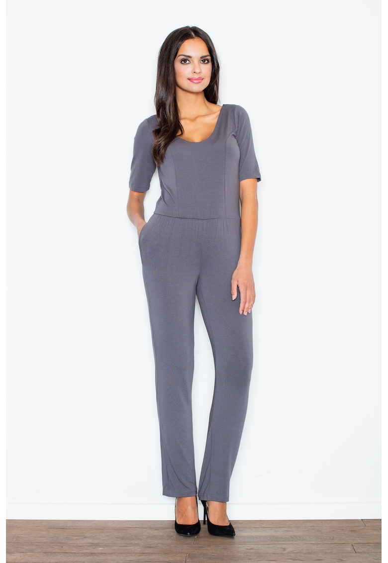 Salopeta dama - gri - viscoza - maneci scurte - lejera