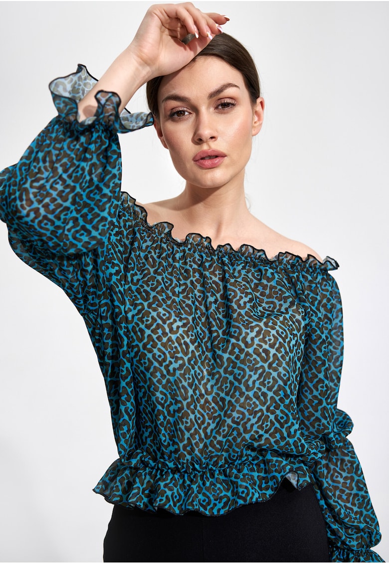 Bluza dama -  Poliester - Cu elastic - Verde/Negru