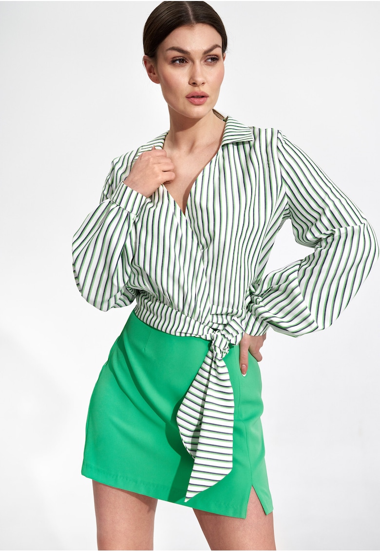 Camasa dama - Poliester/Elastan/Viscoza - Verde/Alb