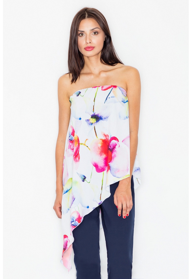 Salopeta - asimetrica - florala - bleumarin - poliester