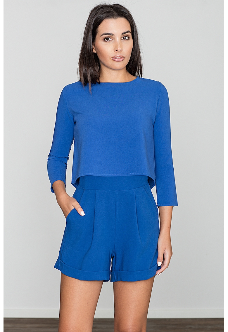 Salopeta scurta - eleganta - albastra - elasten