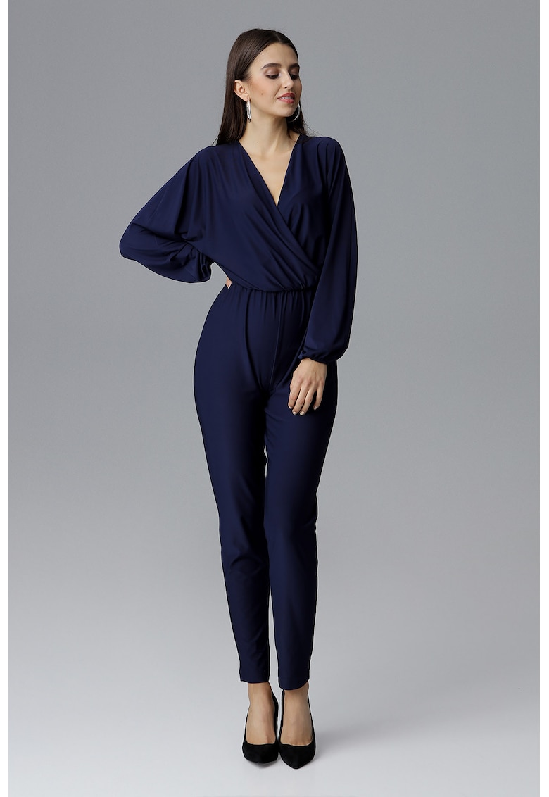 Salopeta dama - maneca lunga - poliester - bleumarin -