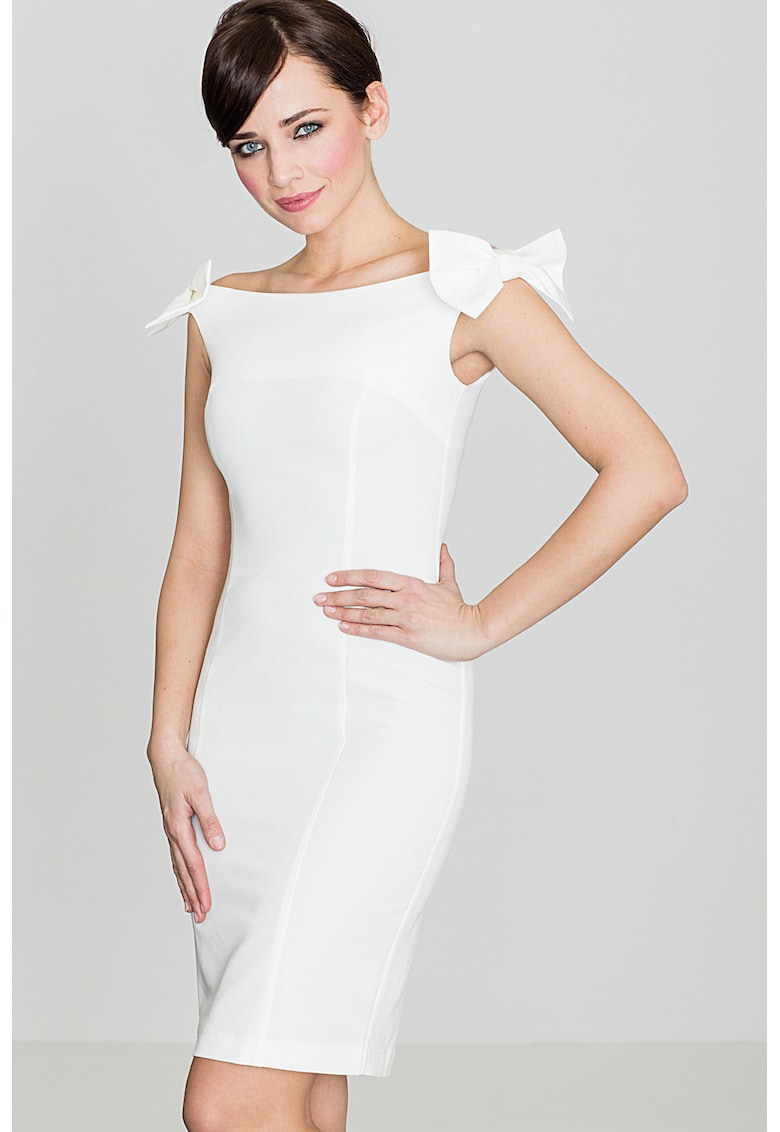 Rochie de vara fara maneci - ecru - poliester si viscoza