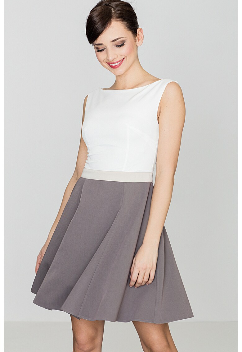 Rochie cocktail  K083 - evazata - fara bretele - decupaj in talie - poliester-viscoza