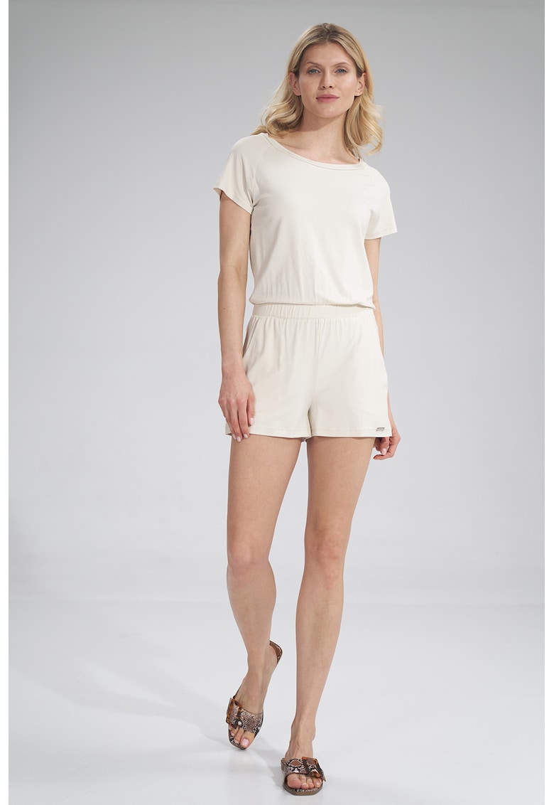 Salopeta dama - scurta - alba - din viscoza -