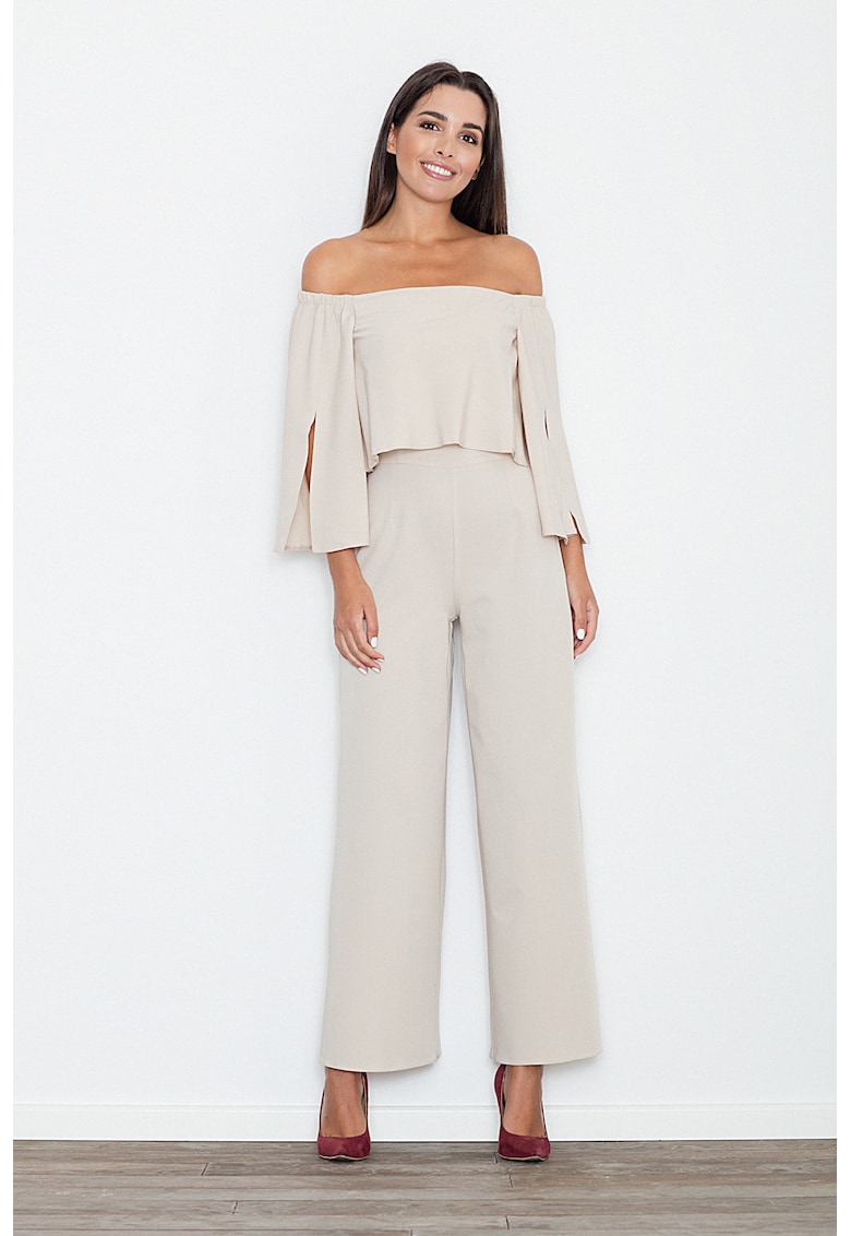 Salopeta dama - bej - viscoza si poliester -