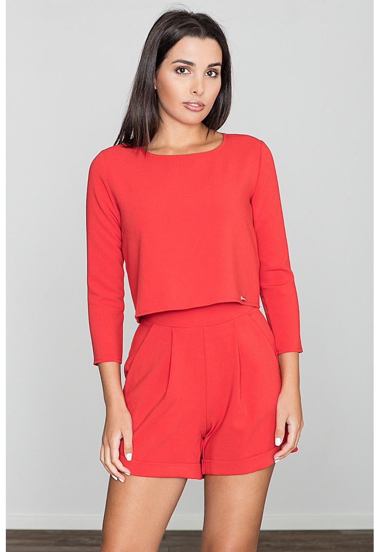 Salopeta scurta - eleganta - rosu - elasten