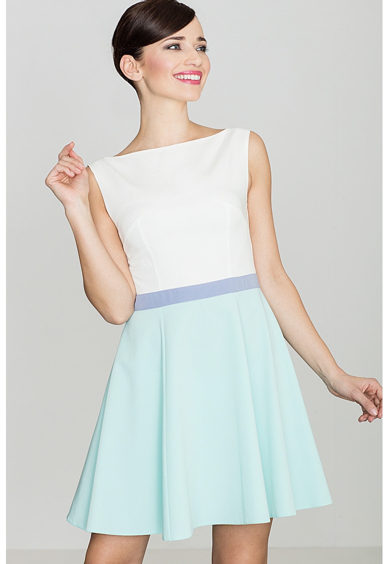 Rochie de cocktail K083 - evazata - fara bretele - mint - poliester 65% - viscoza 35%