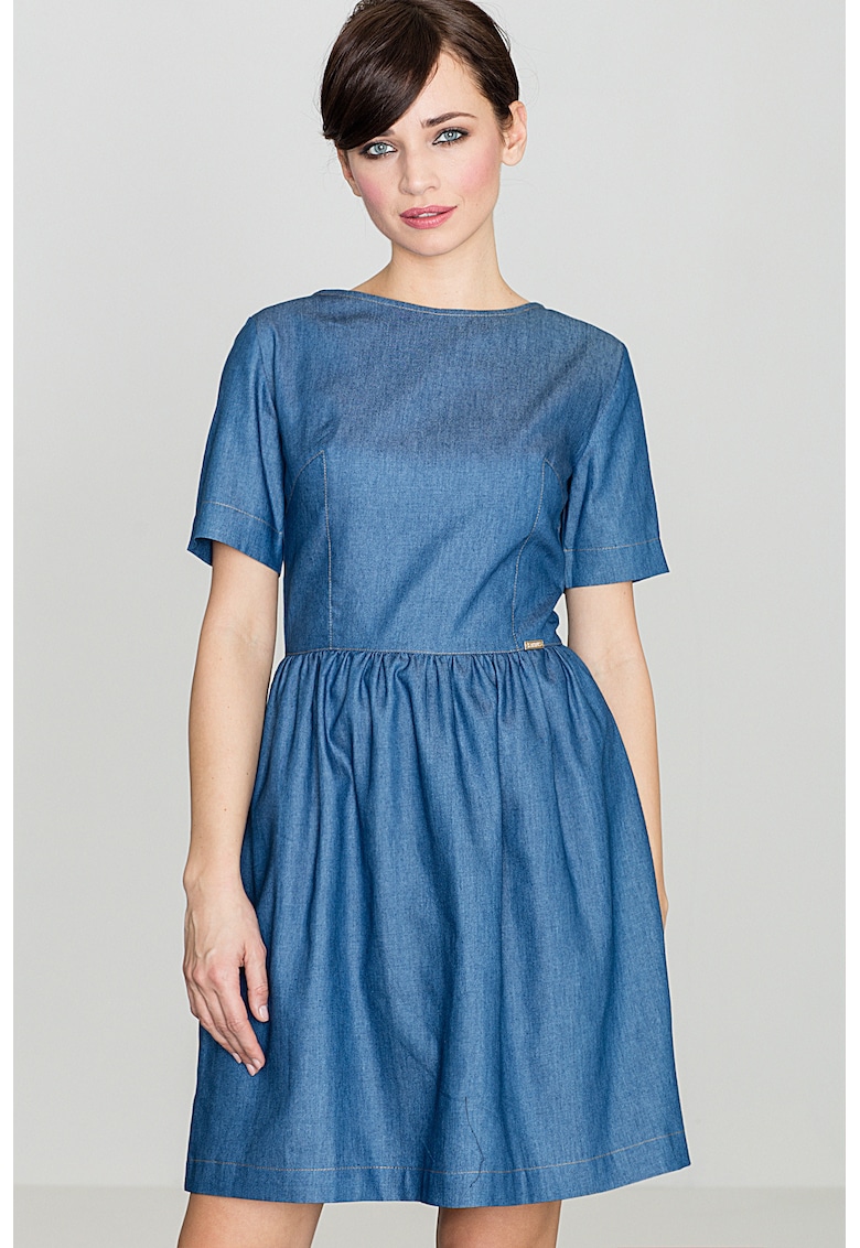 Rochie K164 - albastru - bumbac