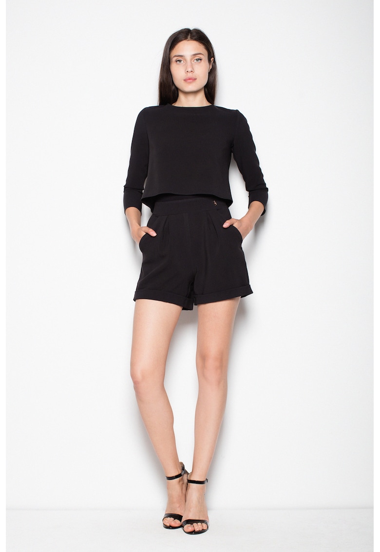 Salopeta dama - scurta - neagra - poliester -