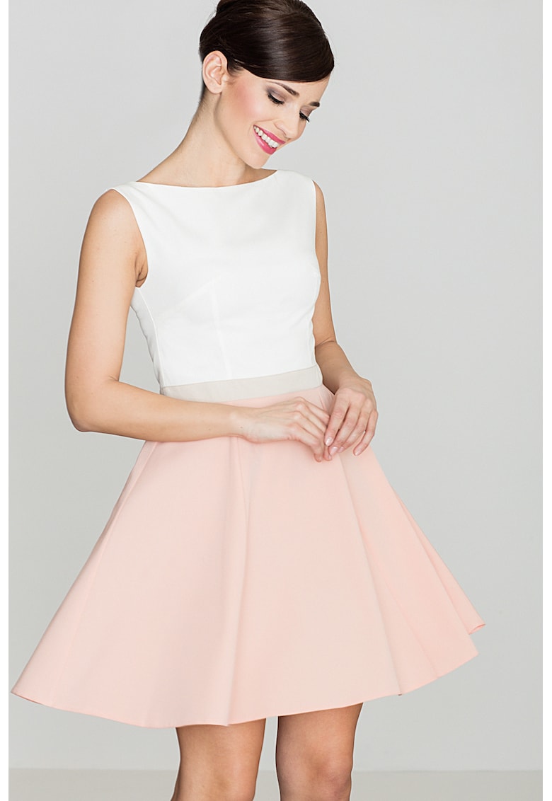 Rochie cocktail  K083 - evazata - cu talie decupata - fara bretele - retro - poliester-viscoza