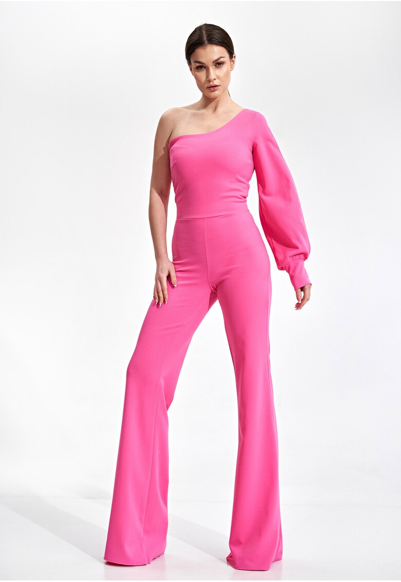 Salopeta dama - eleganta cu un singur umar - roz - poliester -