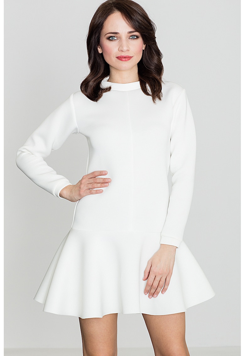 Rochie  K247 - ecru - din material usor - poliester